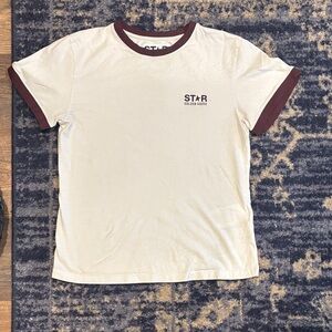Golden Goose Cream and Brown Ringer Tee